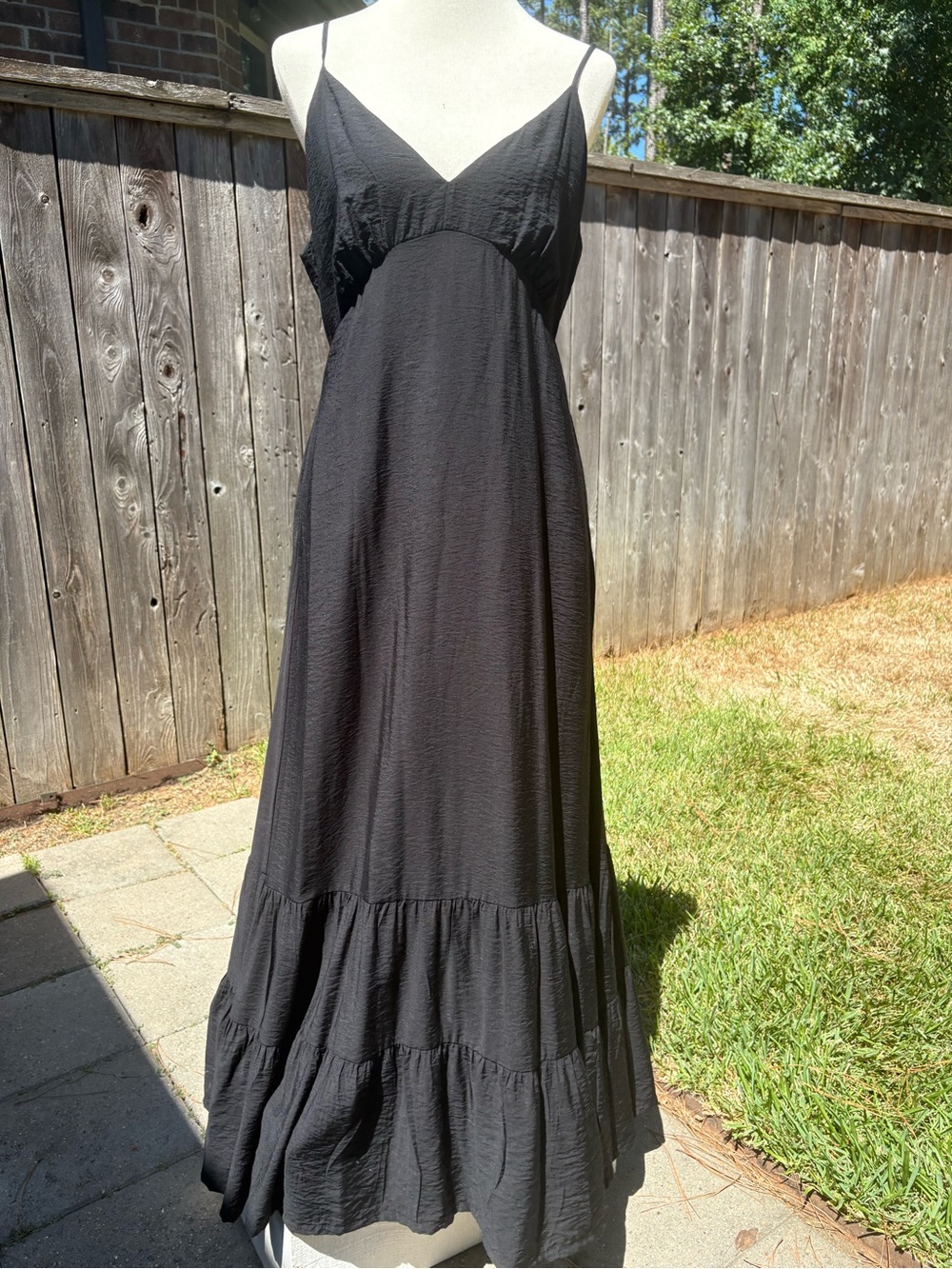 a new day Black Maxi Dress with Tiered Hem backless